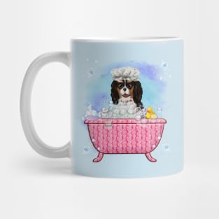 Tri-Colored Cavalier King Charles Spaniel in a Bath Tub Mug